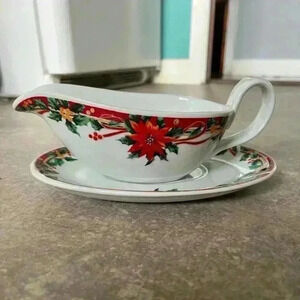 Vintage Sunflower China gravy  boat and saucer.